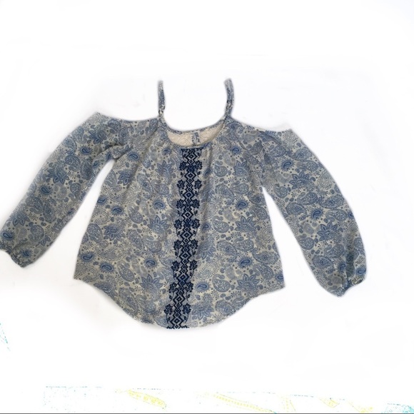 Rewind Tops - Rewind Cold Shoulder Boho Embroidered Top